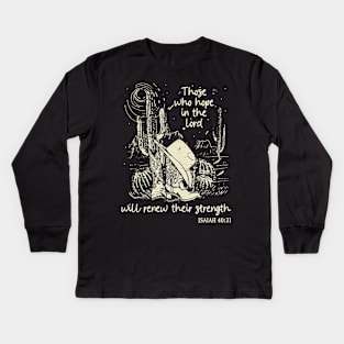 Those Who Hope In The Lord Will Renew Their Strength Hat Cowgirl Western Kids Long Sleeve T-Shirt